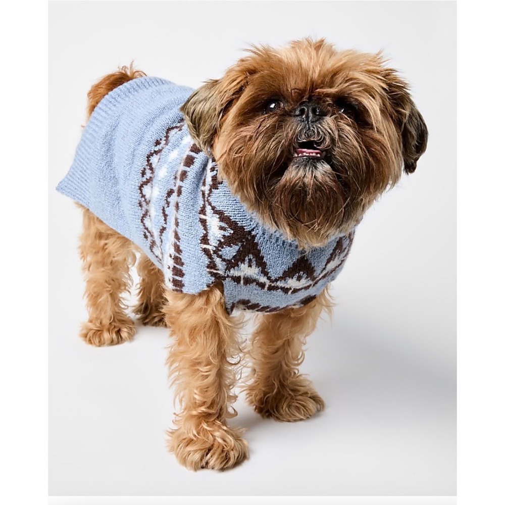 Loft Dog Sweater XL Blue Fair‎ Isle Knit Turtleneck Pet Vest
